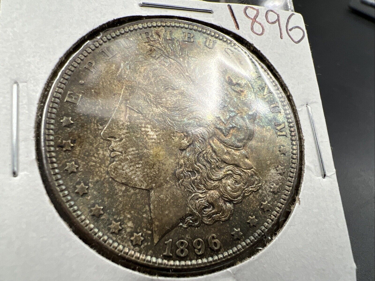 1896 P $1 Morgan silver Dollar Coin BU UNC Uncirculated Neat Toning Toner