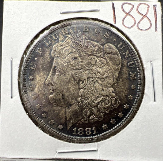 1881 P $1 Morgan silver Dollar Coin Choice AU About UNC Nice Circ Toning Toner