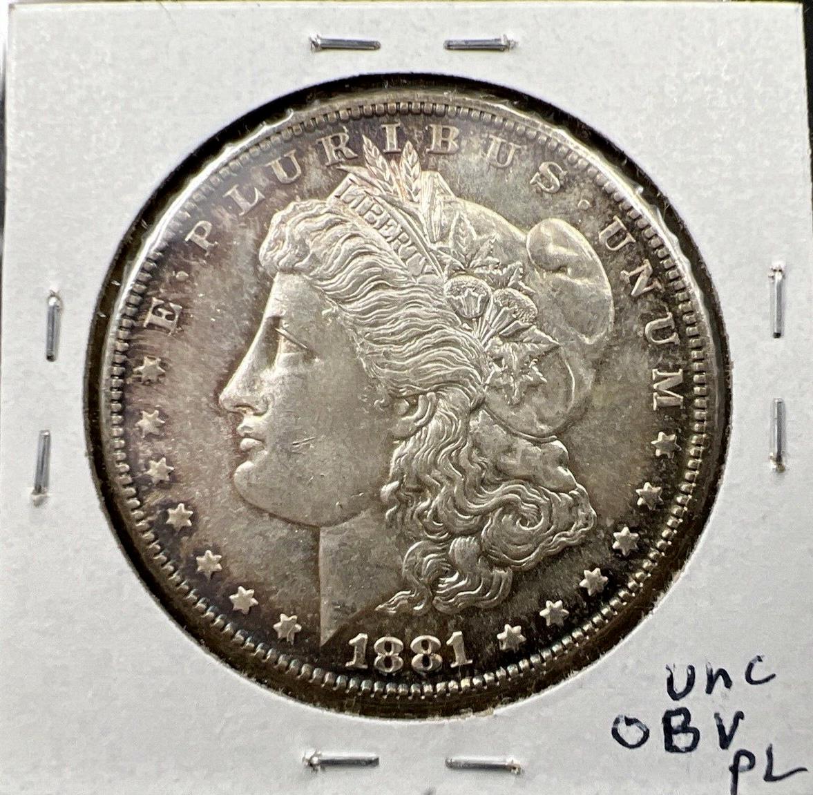 1881 S $1 Morgan silver Dollar Coin BU UNC Neat Toning Toner