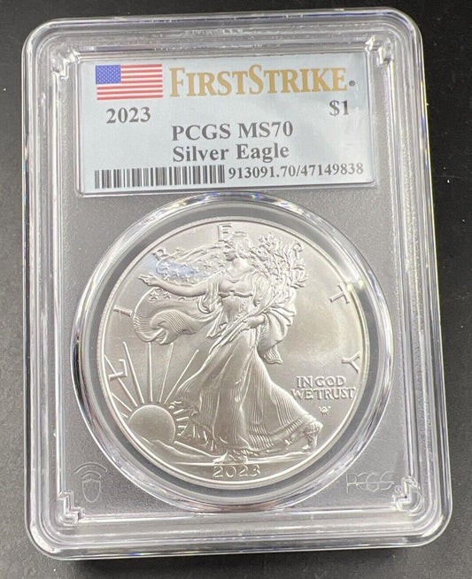 2023 1 Oz ASE American Silver Eagle Coin PCGS MS70 First Strike #838