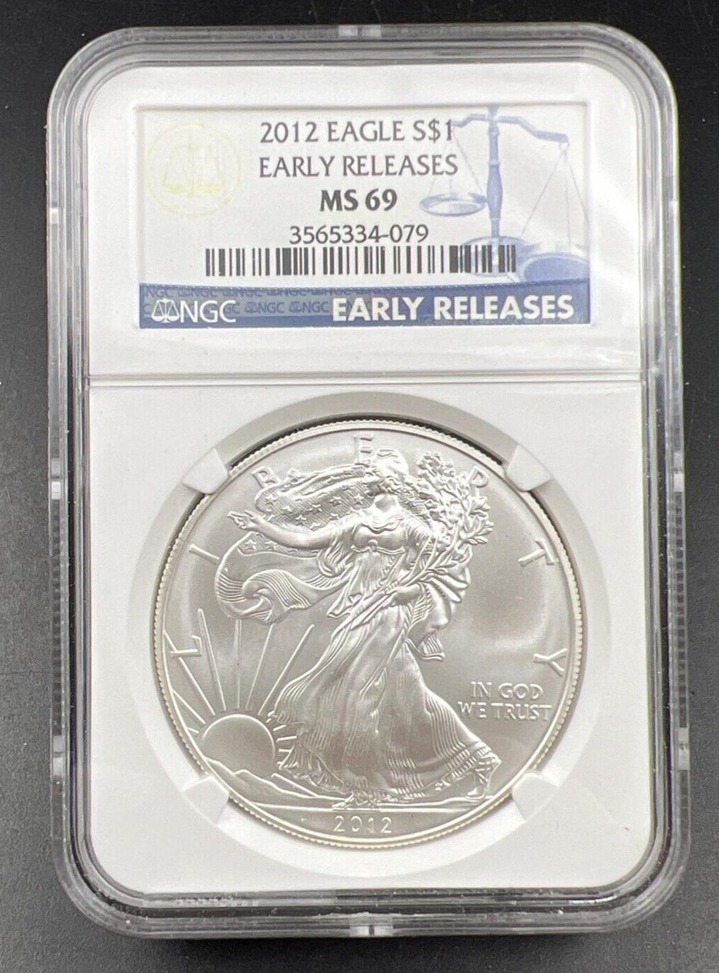 2012 1 oz .999 American Silver Eagle Coin NGC Certified MS69 Early Releases