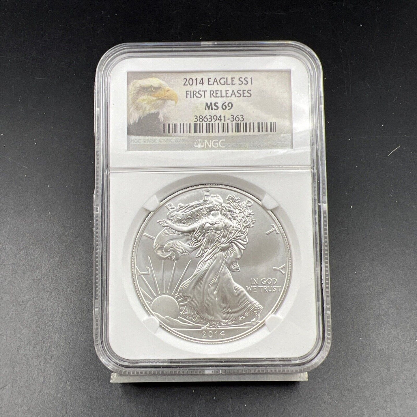 2014 1 oz .999 American Silver Eagle Coin NGC Certified MS69 Eagle Holder #63