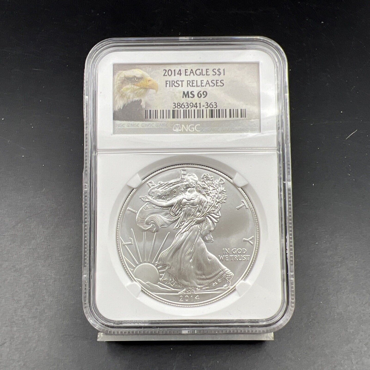 2014 1 oz .999 American Silver Eagle Coin NGC Certified MS69 Eagle Holder #63