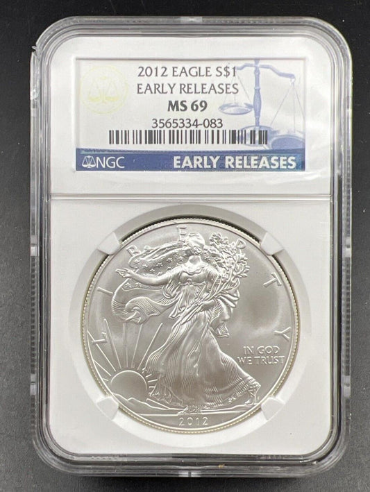 2012 1 oz .999 American Silver Eagle Coin NGC Certified MS69 Chipped Slab