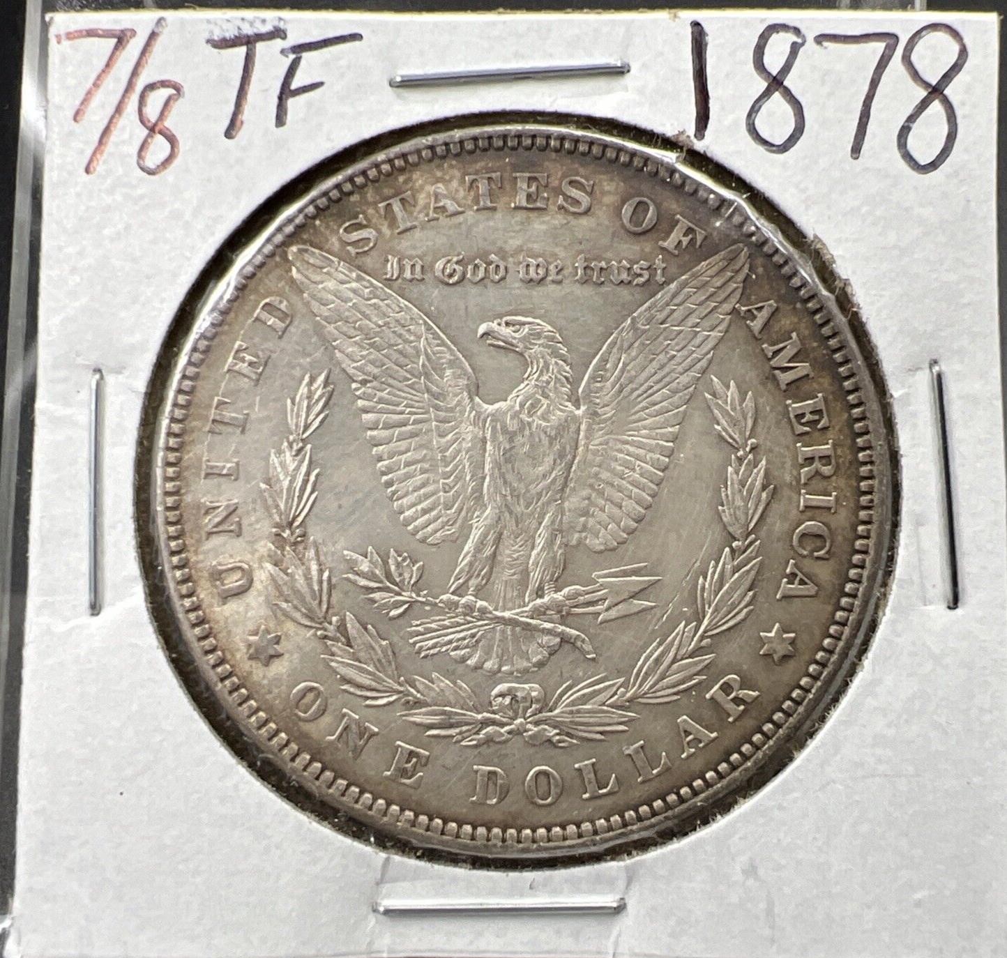 1878 7/8 Strong TF Tail Feathers Morgan Silver Dollar Coin Vam Variety Choice AU