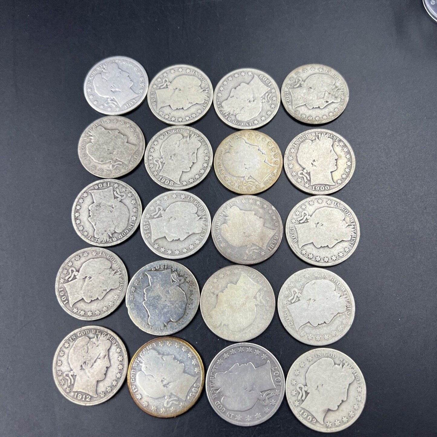 $10 FV Barber Silver Half Dollar Coin Roll Cull/AG/G + 90% silver 20 Coins #A