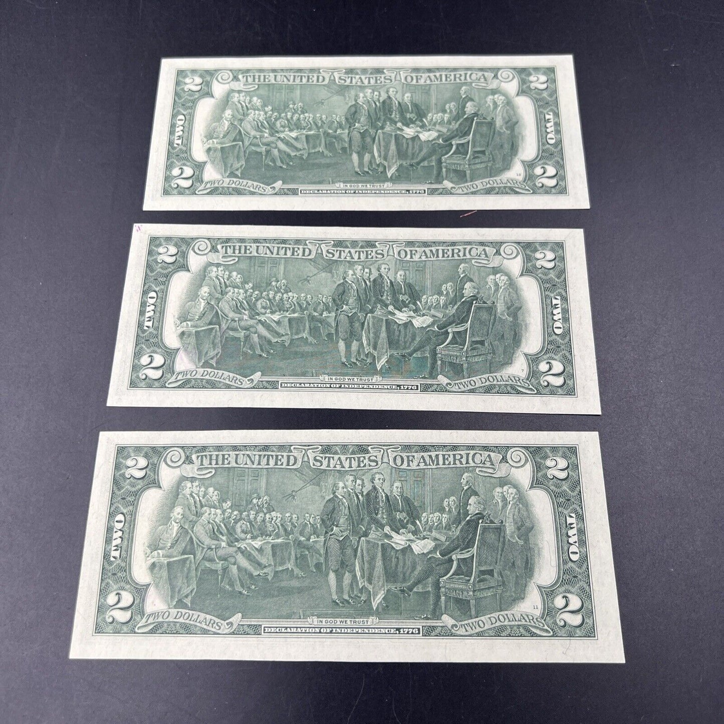 3 Consecutive 1976 $2 Two Dollar Bicentennial Postal Note Atlanta #224 CH UNC