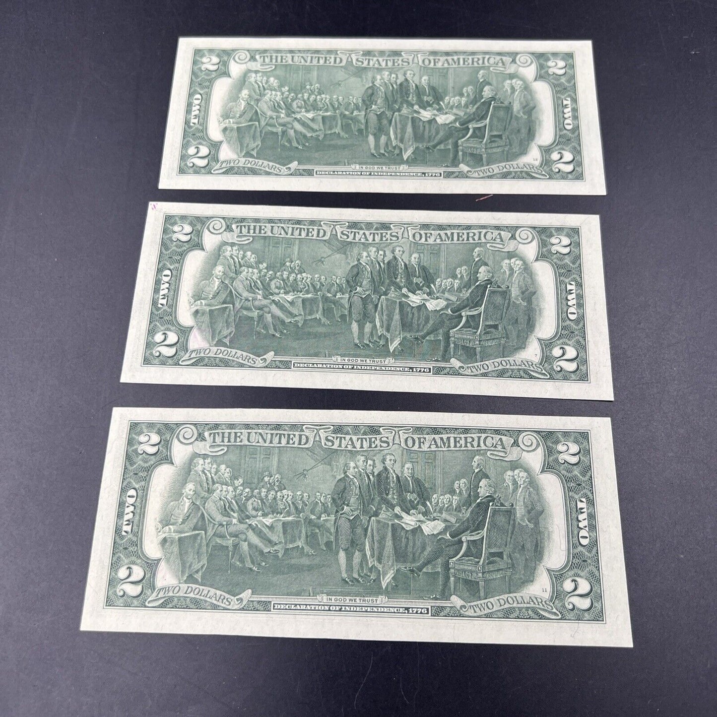 3 Consecutive 1976 $2 Two Dollar Bicentennial Postal Note Atlanta #224 CH UNC