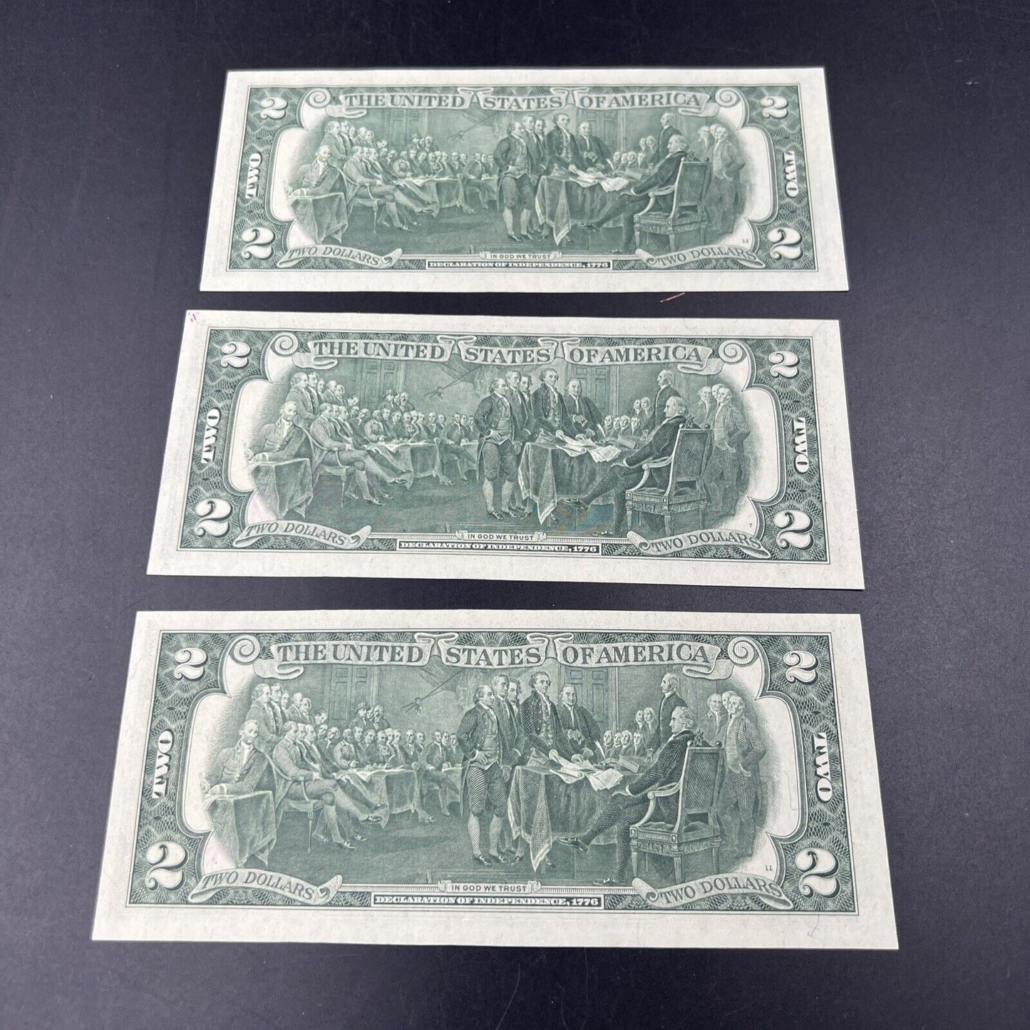 3 Consecutive 1976 $2 Two Dollar Bicentennial Postal Note Atlanta #224 CH UNC