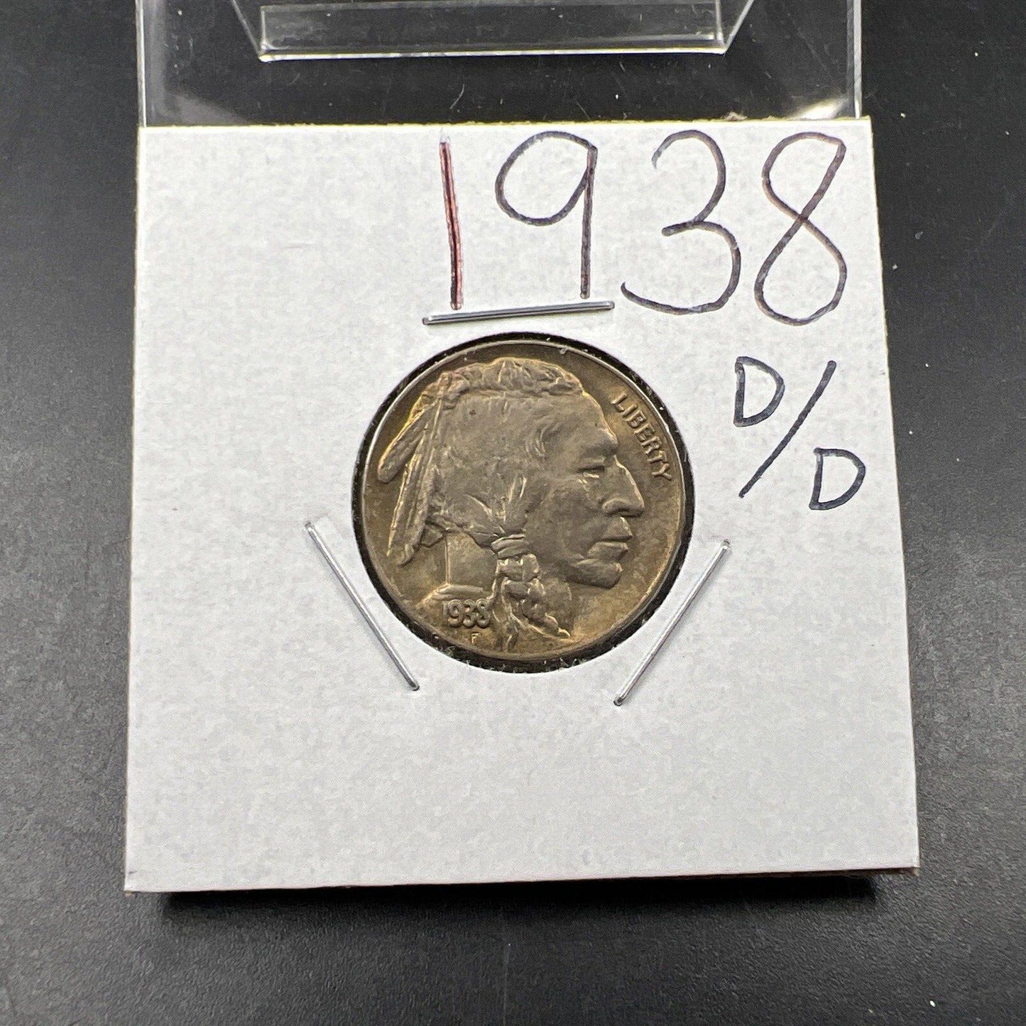 1938 D/D 5c Buffalo Nickel Coin Choice AU About UNC Nice Toning RPM Variety