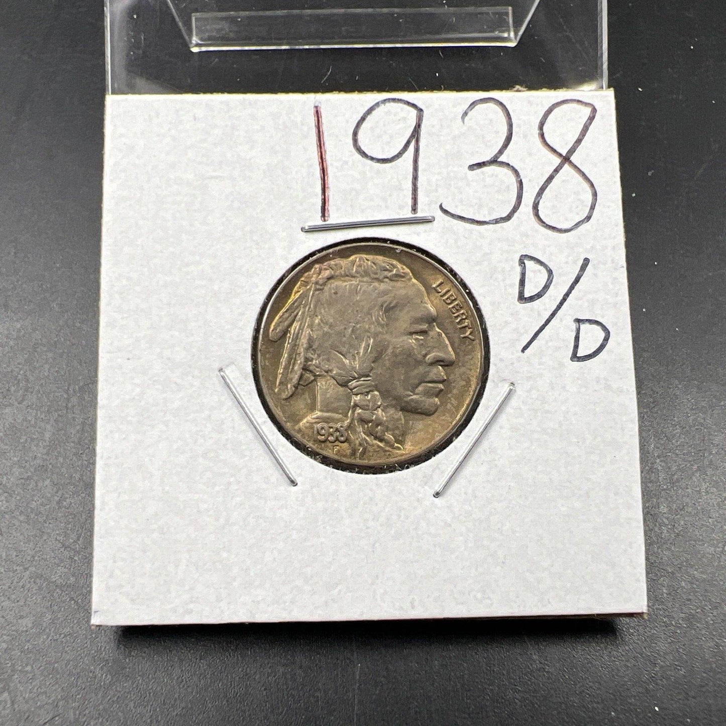 1938 D/D 5c Buffalo Nickel Coin Choice AU About UNC Nice Toning RPM Variety