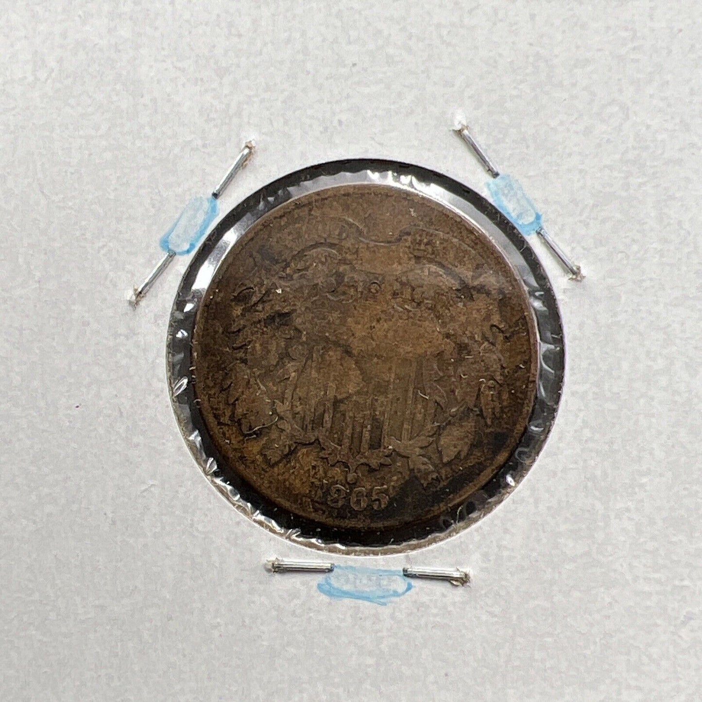 1865 2c Two Cent Shield US Type Coin VG Very Good Circ Fancy 5 Variety