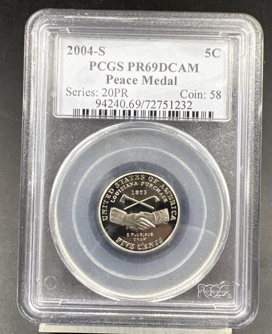 2004 S 5C Peace Medal Jefferson Nickel PCGS PR69DCAM
