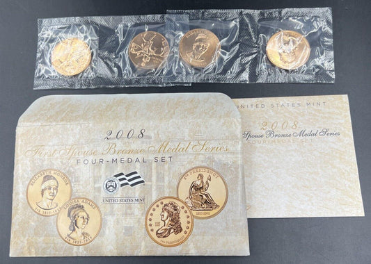 2008 First Spouse Bronze Medal Series Four-Medal Gem UNC Set US Mint OGP