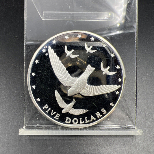 1977 Cook Islands Atiu Swiftlet Ultra Cameo Crown Silver Proof Details Hairlines