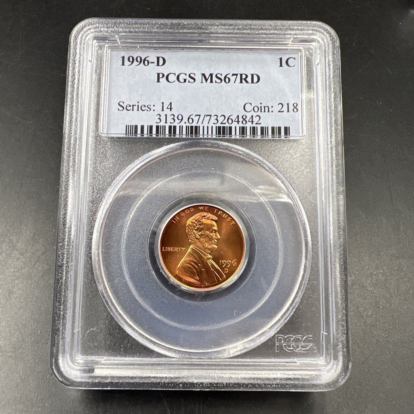 1996 D Lincoln Memorial Cent Penny Coin PCGS MS67 RD Gem BU Certified #842