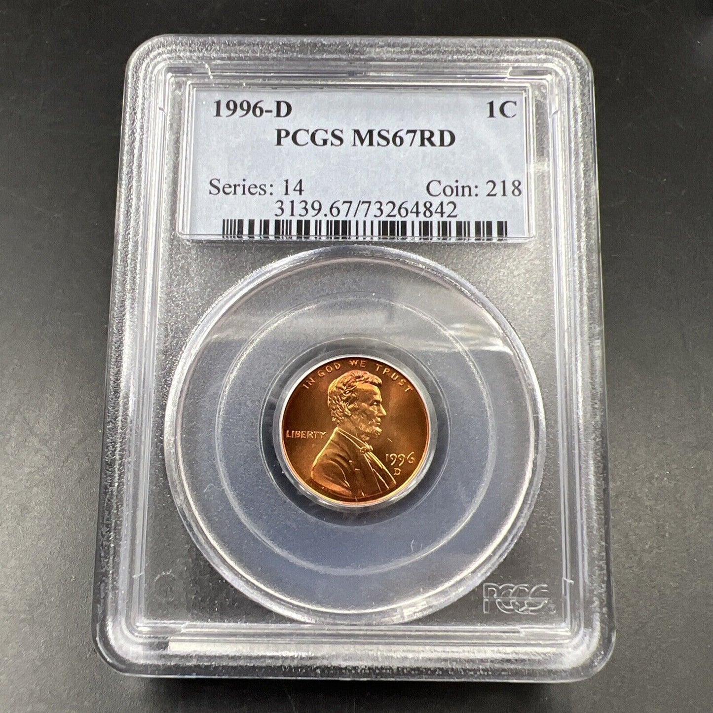 1996 D Lincoln Memorial Cent Penny Coin PCGS MS67 RD Gem BU Certified #842