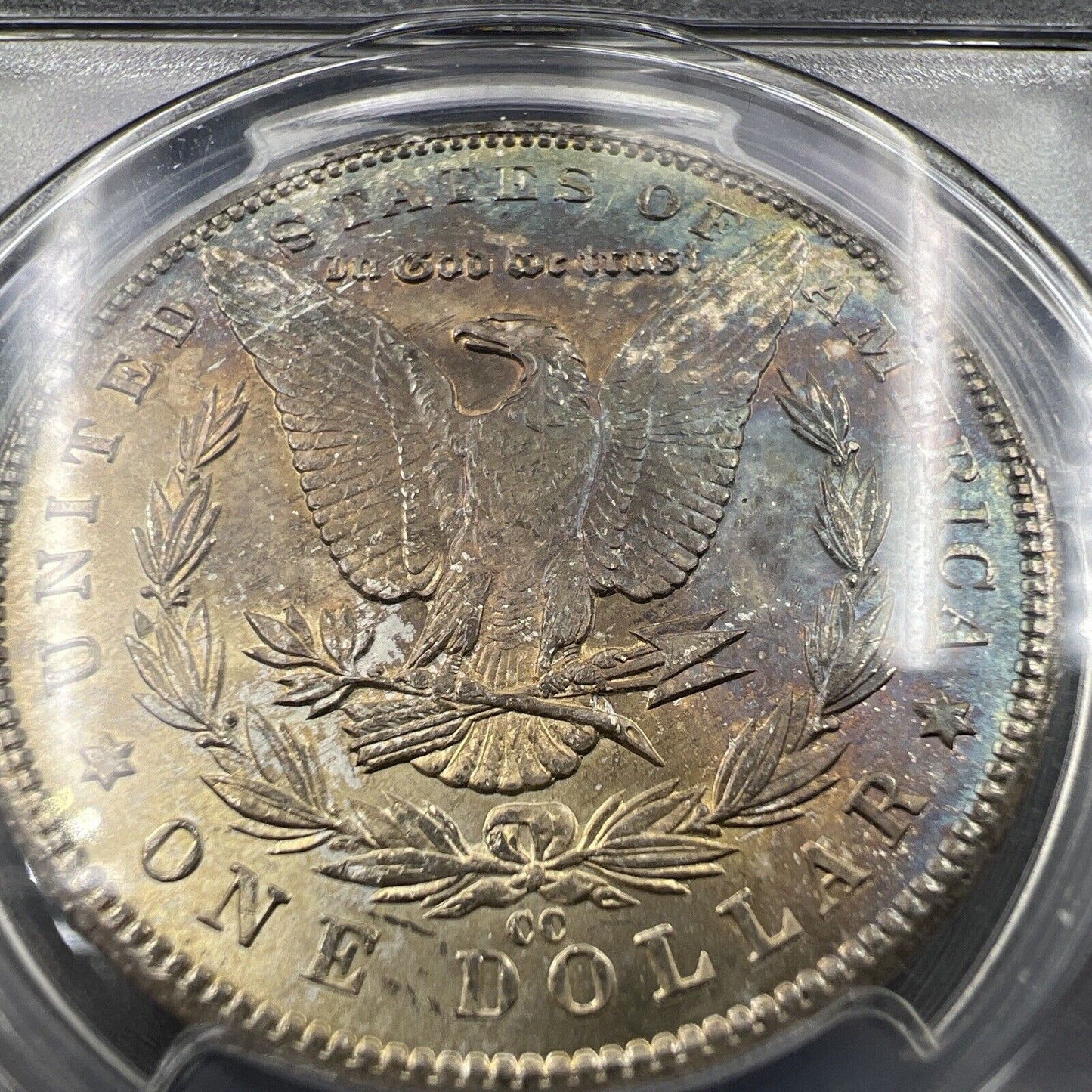 1884 CC Morgan Silver Dollar Coin MS65 PCGS Gem BU Certified Nice Toning Reverse