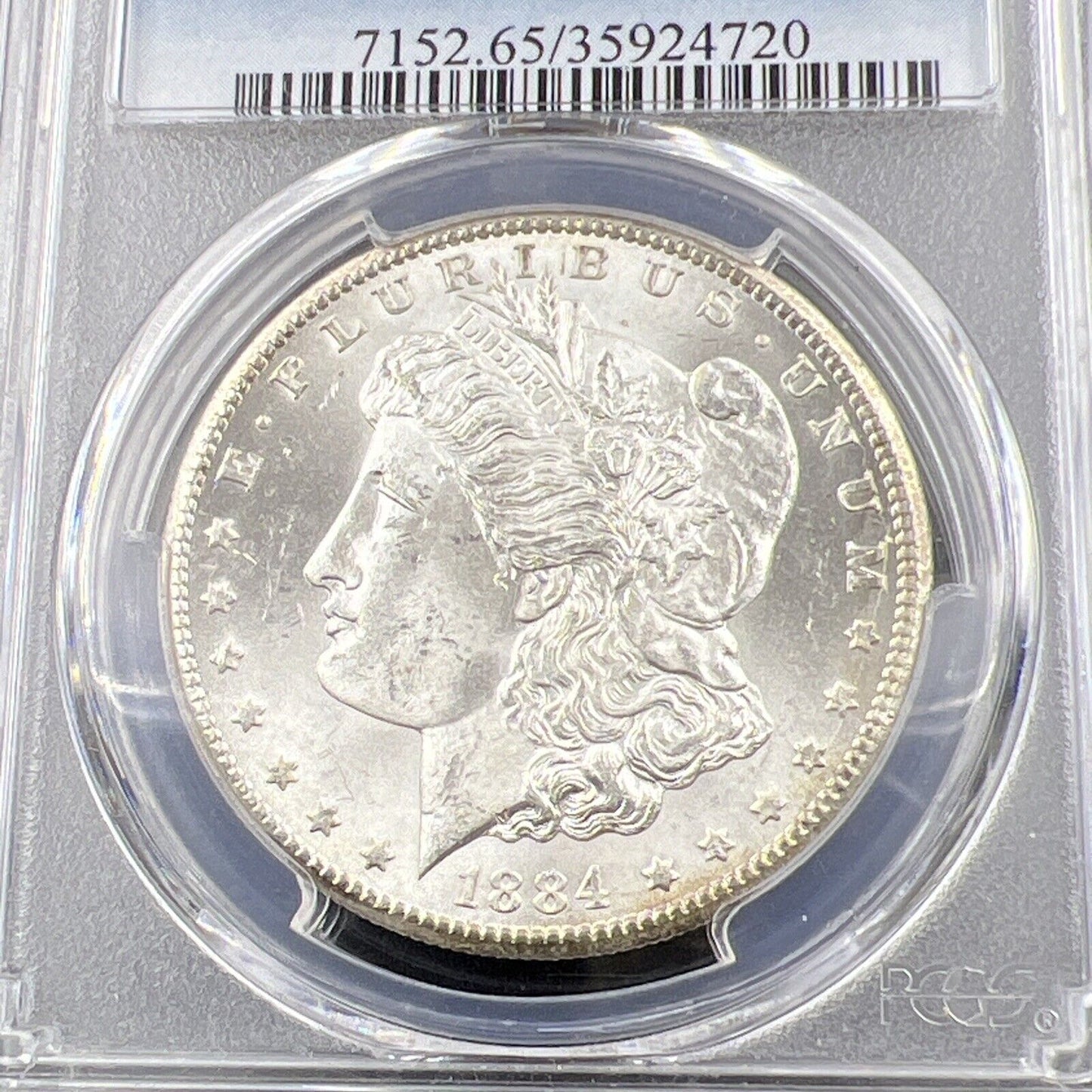 1884 CC Morgan Silver Dollar Coin MS65 PCGS Gem BU Certified Nice Toning Reverse