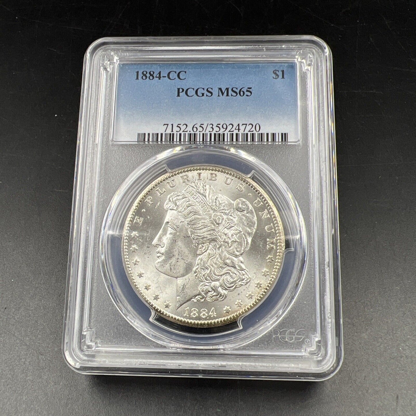 1884 CC Morgan Silver Dollar Coin MS65 PCGS Gem BU Certified Nice Toning Reverse