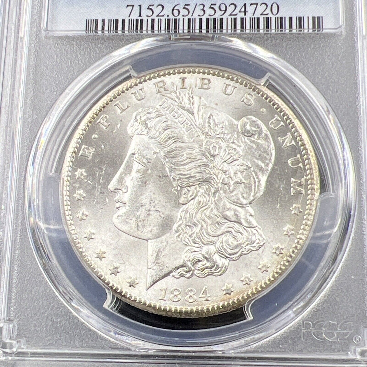 1884 CC Morgan Silver Dollar Coin MS65 PCGS Gem BU Certified Nice Toning Reverse