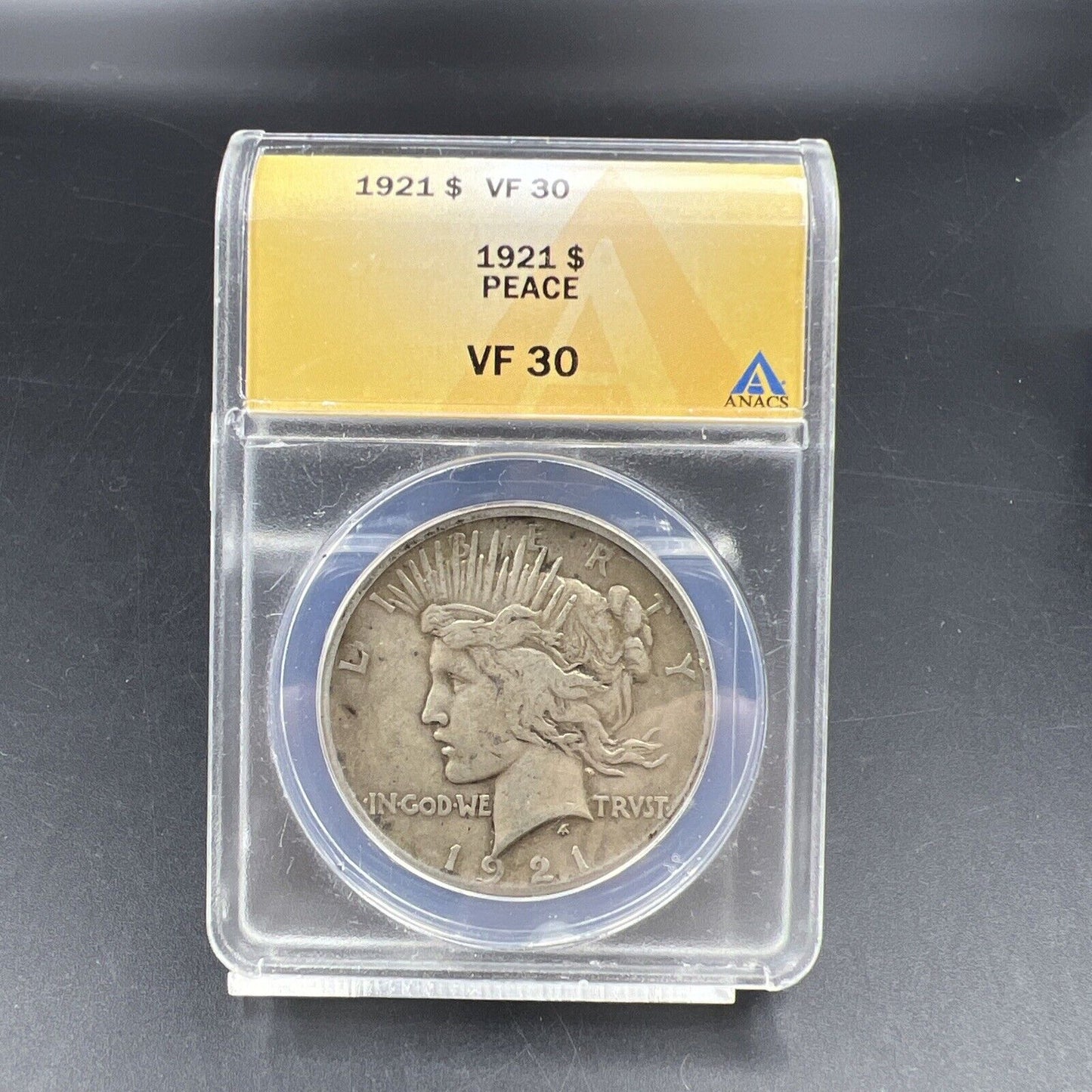 1921 $1 Peace Silver Dollar Coin ANACS Certified VF30 Very Fine