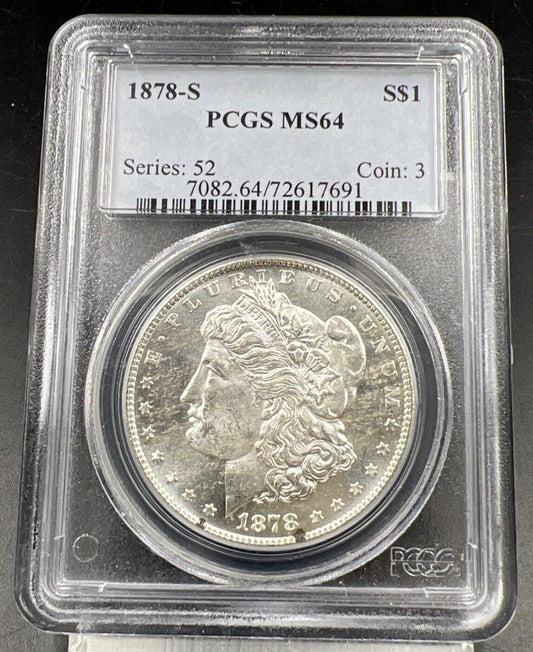 1878 S $1 Morgan Eagle Silver Dollar Coin PCGS MS64 Choice BU Certified