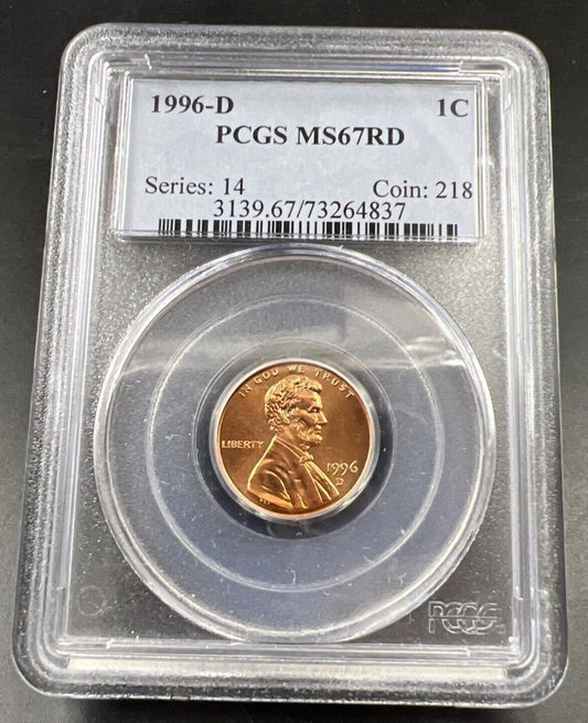 1996 D Lincoln Memorial Cent Penny Coin PCGS MS67 RD Gem BU Certified #837