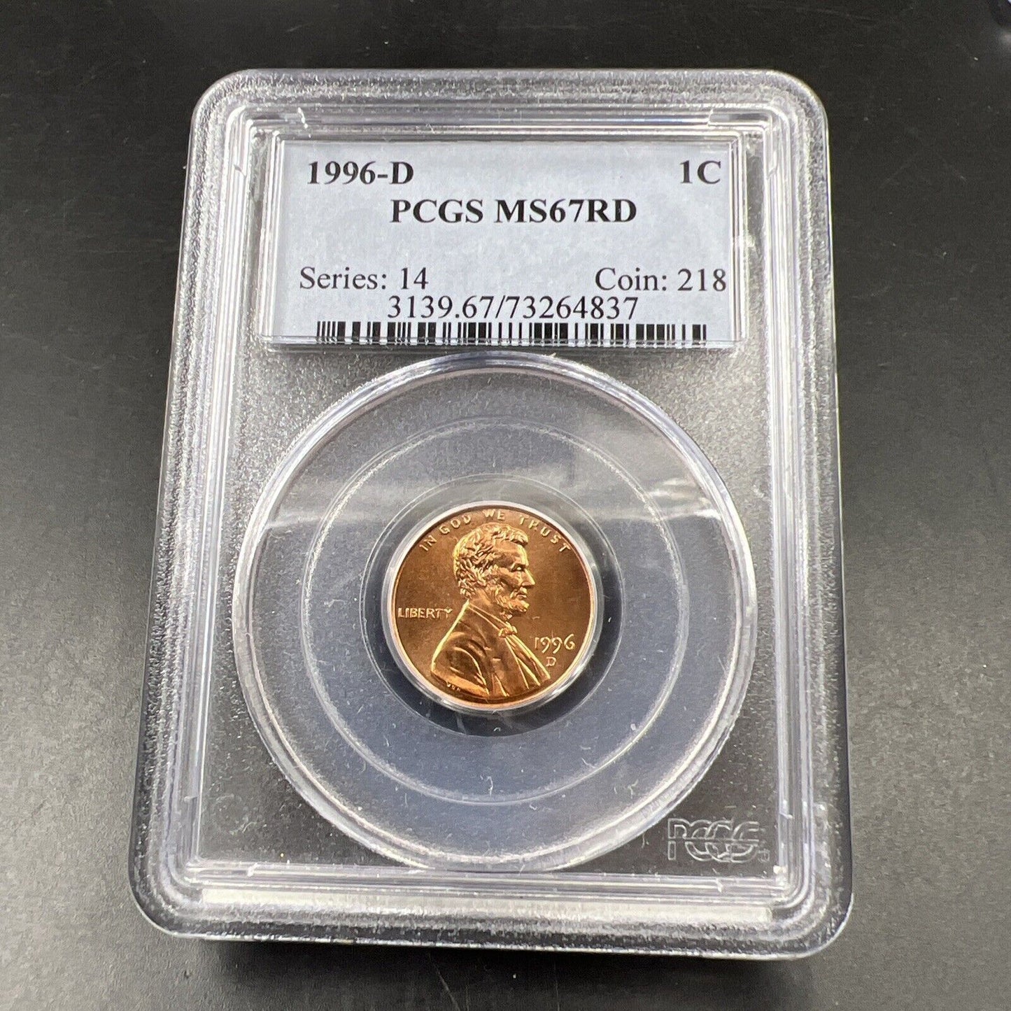 1996 D Lincoln Memorial Cent Penny Coin PCGS MS67 RD Gem BU Certified #837