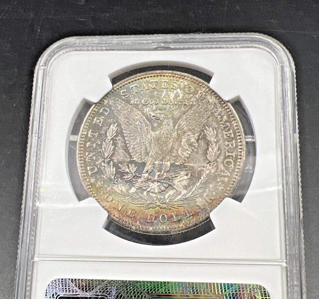 1881 S $1 Morgan Silver Dollar Coin MS64 + PQ Rainbow Toning Toner