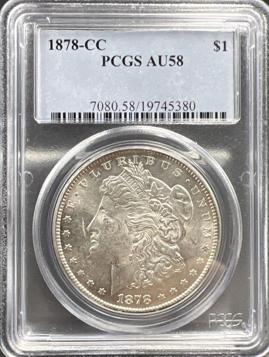 1878 CC $1 Morgan Silver Dollar Coin PCGS AU58 Choice AU Certified