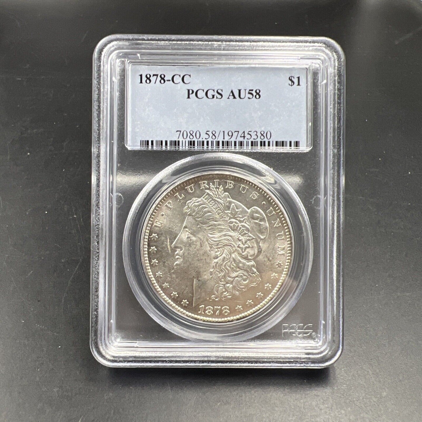 1878 CC $1 Morgan Silver Dollar Coin PCGS AU58 Choice AU Certified