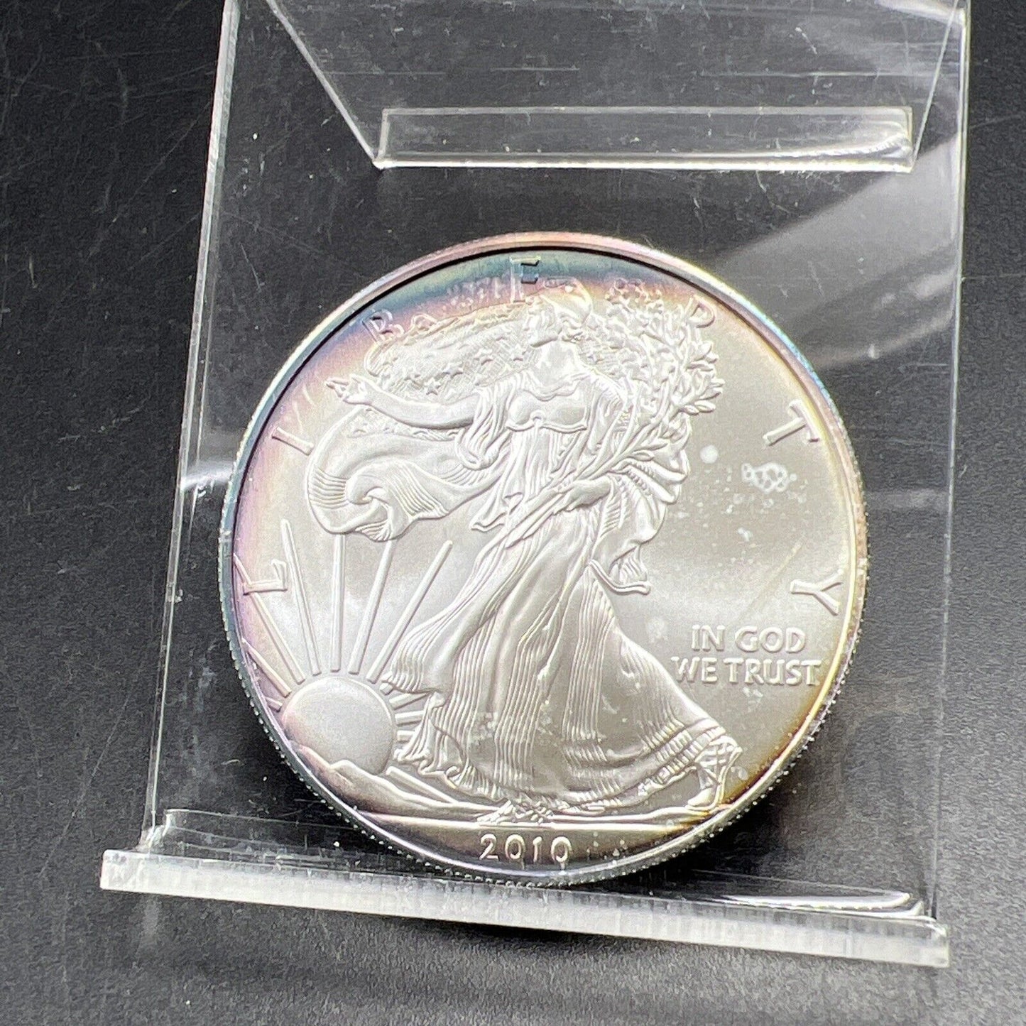 2010 1 Oz ASE American Silver Eagle Coin Gem BU UNC Nice Toning Toner