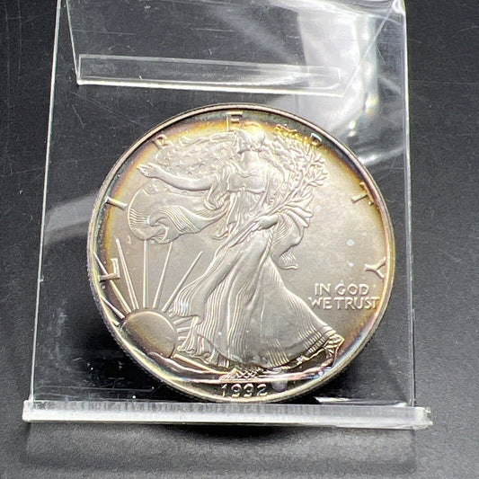 1992 1 Oz ASE American Silver Eagle Coin Gem BU UNC Neat Nice Toning Toner