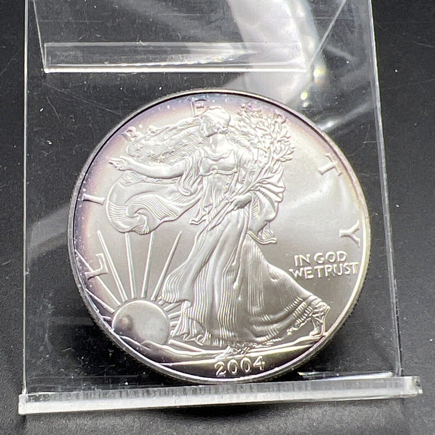 2004 1 Oz ASE American Silver Eagle Coin Gem BU UNC Neat Nice Toning Toner #Y