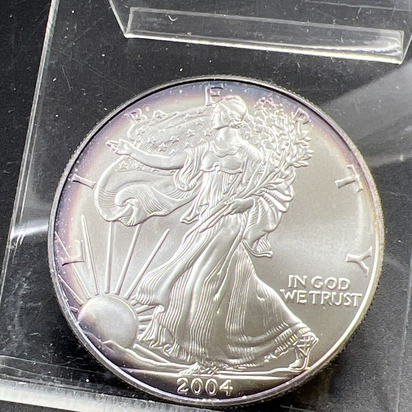 2004 1 Oz ASE American Silver Eagle Coin Gem BU UNC Neat Nice Toning Toner #Y