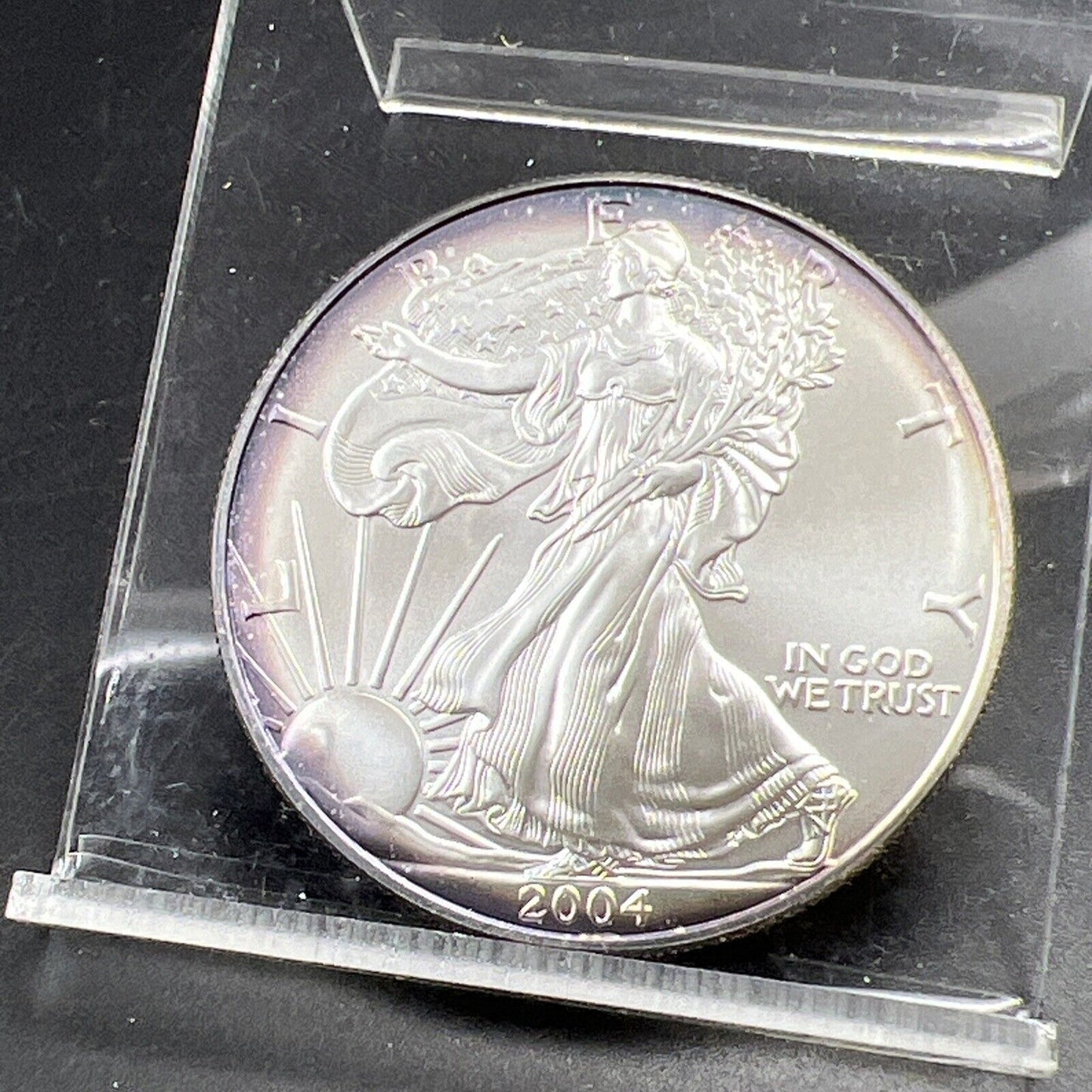 2004 1 Oz ASE American Silver Eagle Coin Gem BU UNC Neat Nice Toning Toner #Y