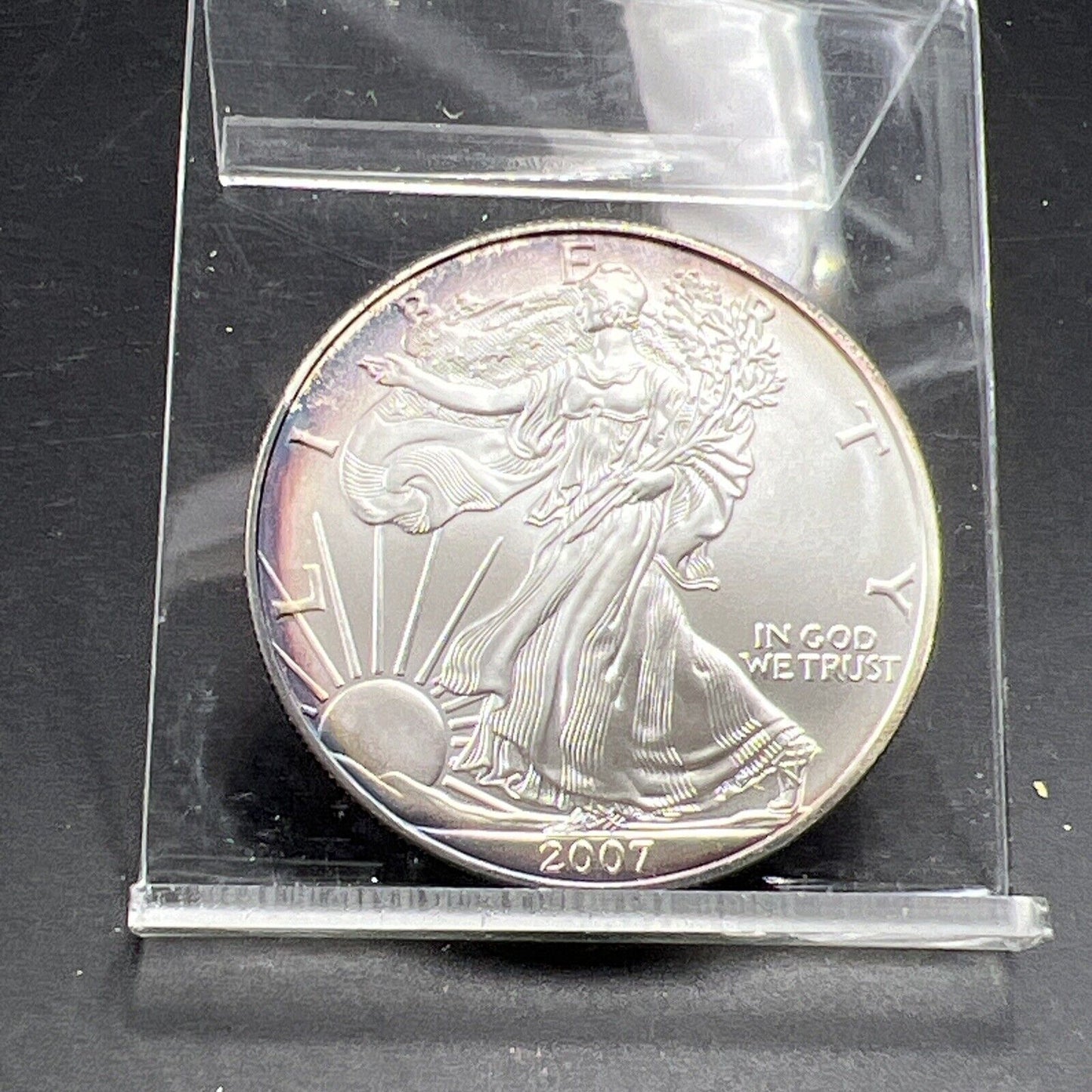 2007 1 Oz ASE American Silver Eagle Coin Gem BU UNC Neat Nice Toning Toner #Y