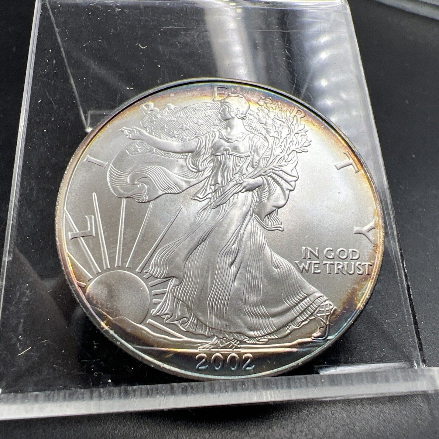 2002 1 Oz ASE American Silver Eagle Coin Gem BU UNC Nice Toning Toner #2