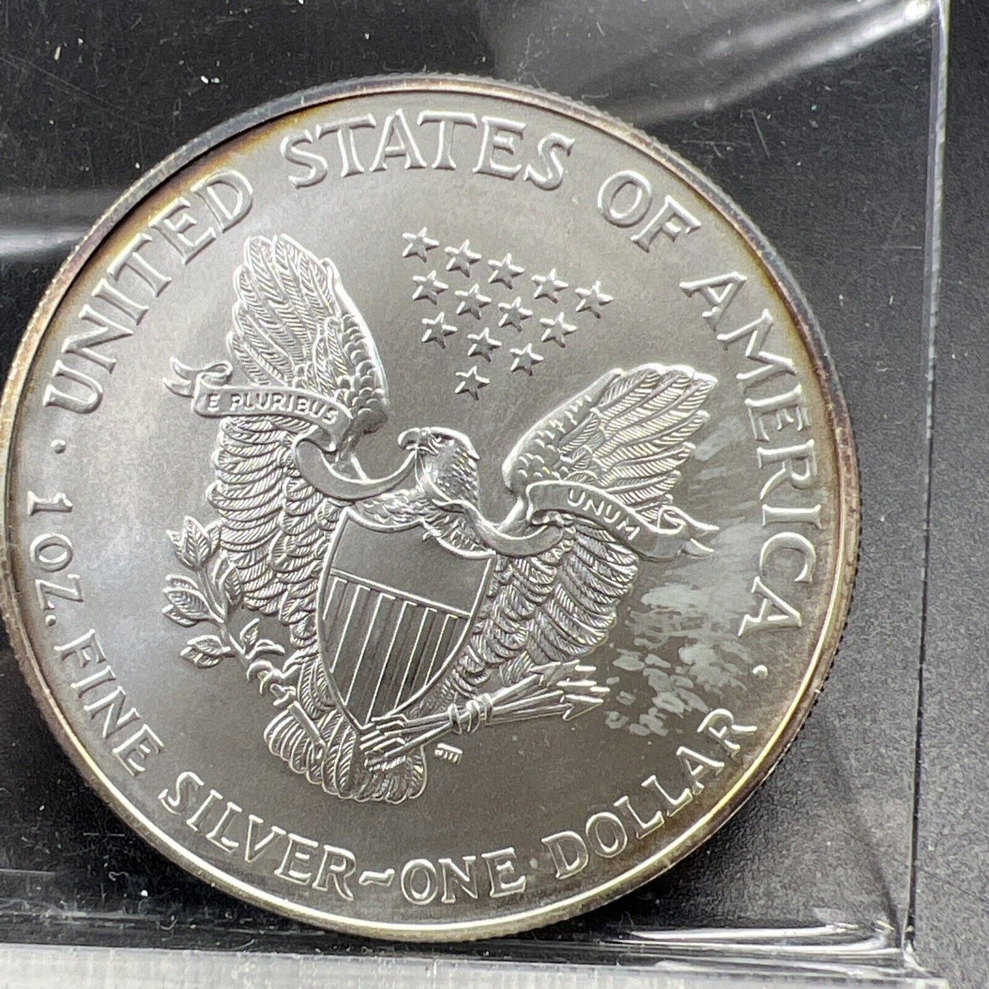 2002 1 Oz ASE American Silver Eagle Coin Gem BU UNC Nice Toning Toner #2