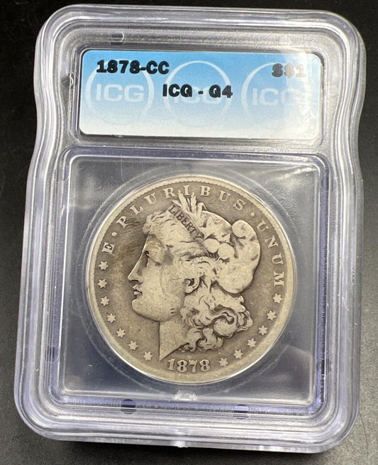 1878 CC $1 Morgan Silver Dollar Coin G4 ICG Certified Good Circ