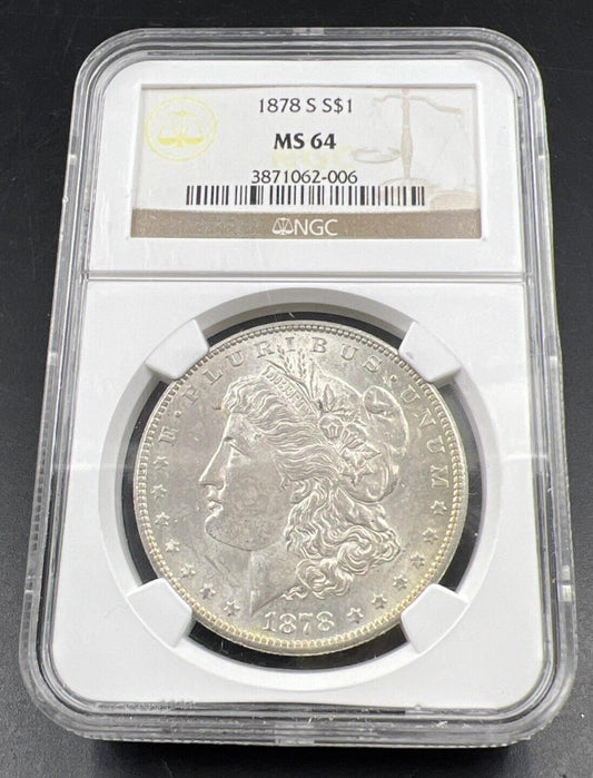 1878 S Morgan Silver Dollar NGC MS64 Neat Toning Reverse