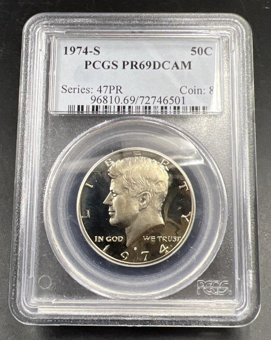 1974 S Kennedy Half Dollar Coin PCGS PR69 DCAM #501 Gem Proof Certified