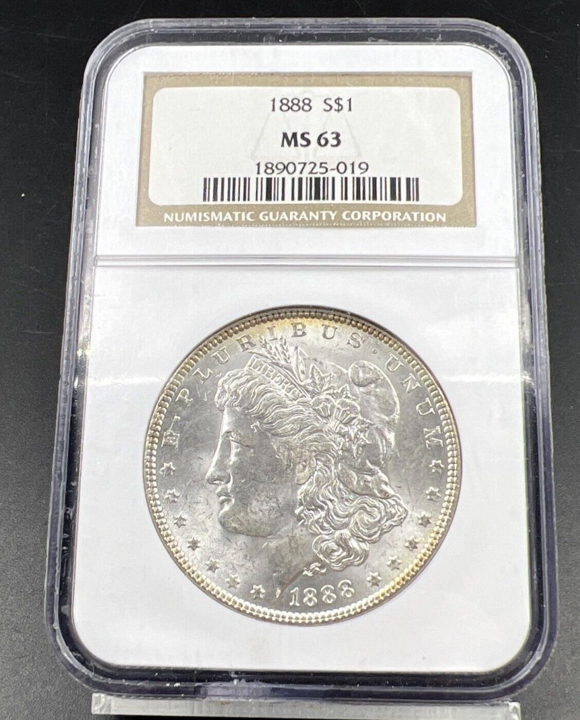 1888 P Morgan Silver Dollar NGC MS63 Choice BU Certified Neat Toning Reverse