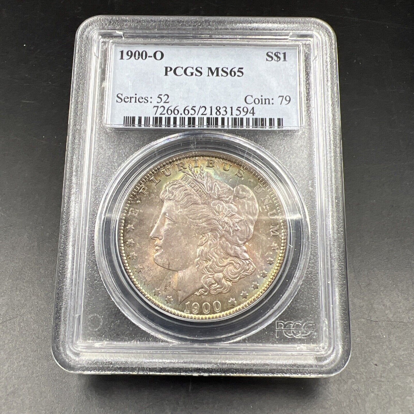 1900 O $1 Morgan Silver Dollar Coin PCGS MS65 PQ Toning Toner