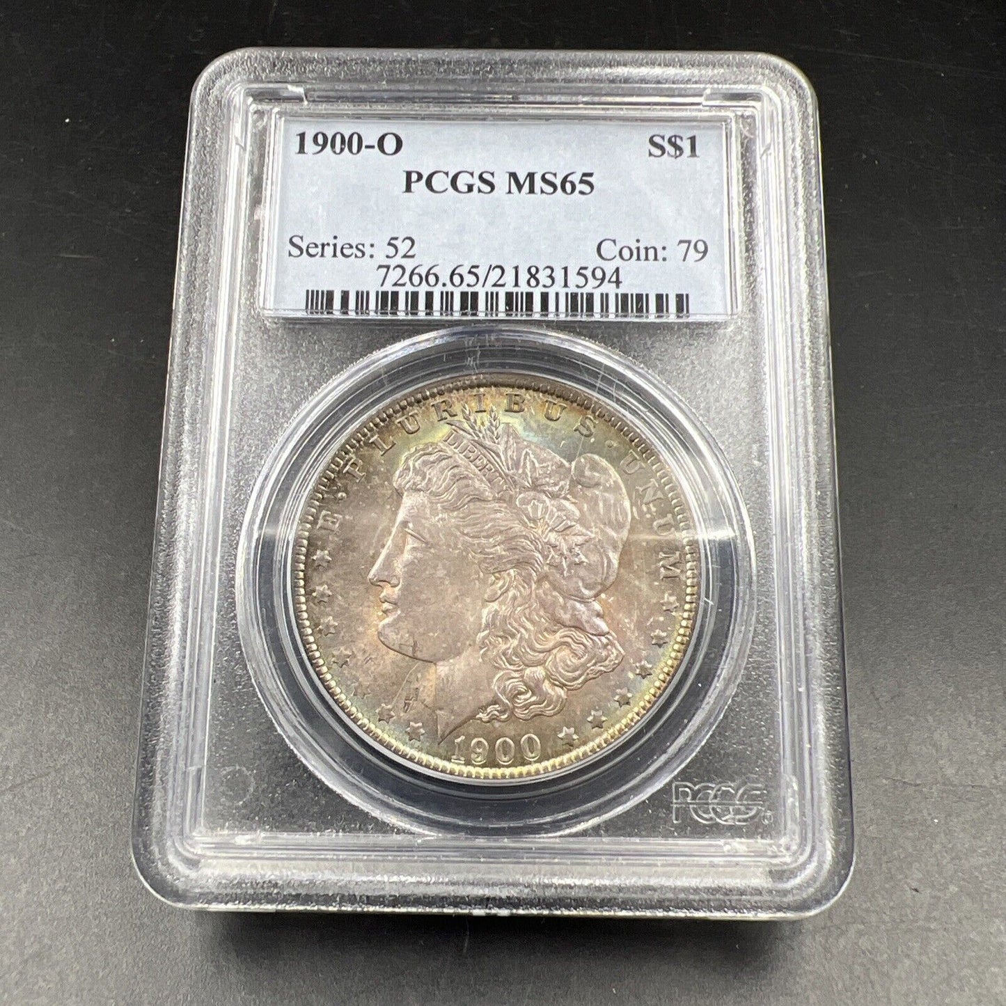 1900 O $1 Morgan Silver Dollar Coin PCGS MS65 PQ Toning Toner