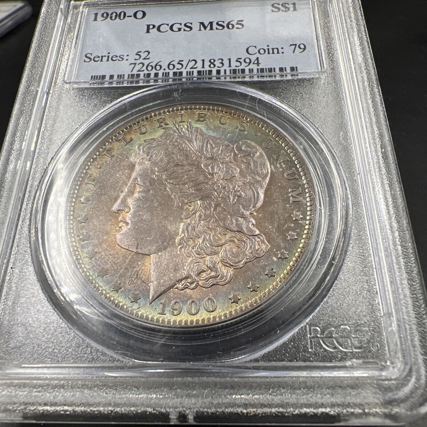 1900 O $1 Morgan Silver Dollar Coin PCGS MS65 PQ Toning Toner