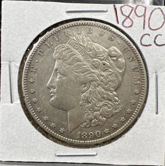 1890 CC $1 Morgan Silver Dollar Coin XF EF Extra Fine Circ Carson City Mint