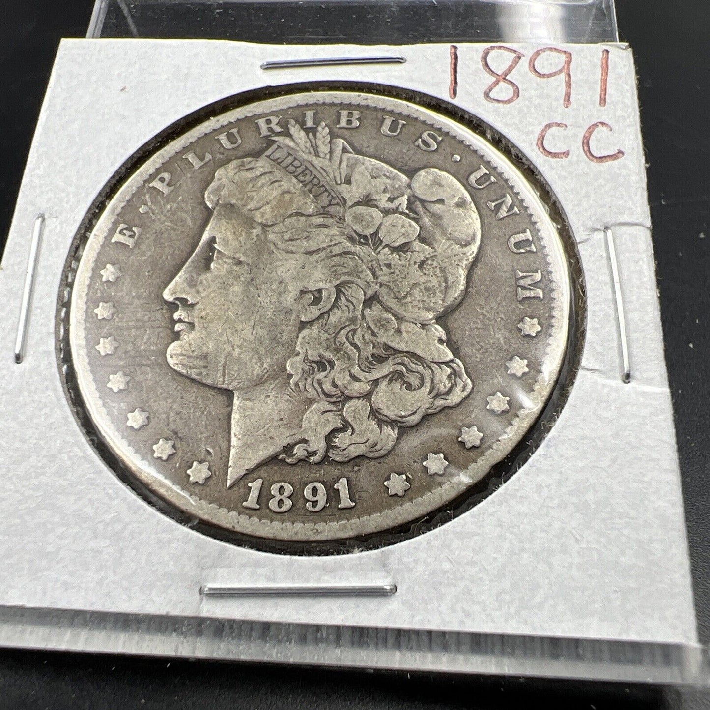 1891 CC $1 Morgan Silver Dollar Coin VF Very Fine Circ #B