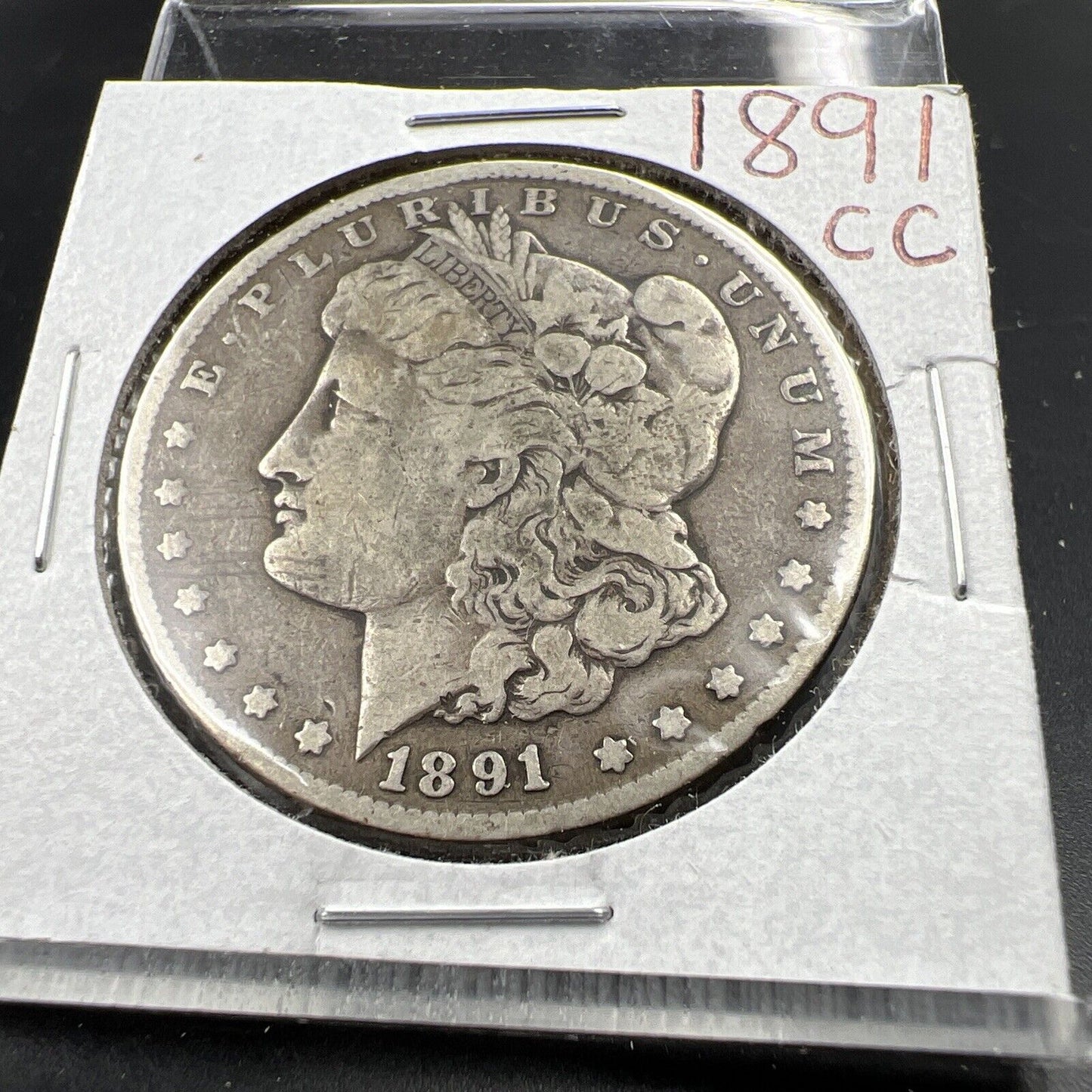 1891 CC $1 Morgan Silver Dollar Coin VF Very Fine Circ #B